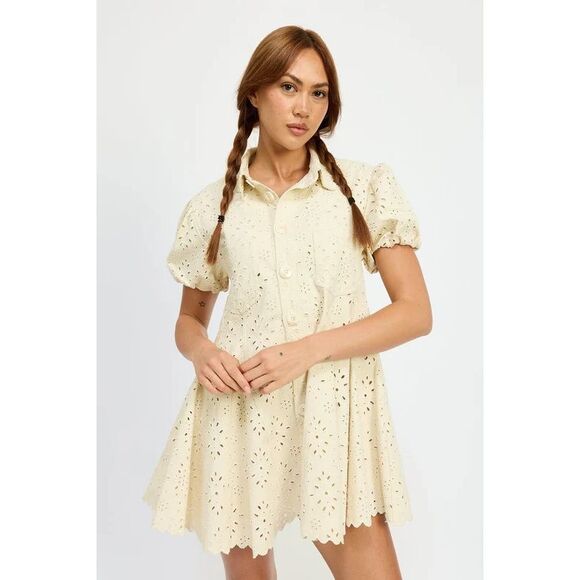 Jacquie the Label Paris Mini Dress in Ivory/Cream Summer Brunch size S NWT - Picture 1 of 6